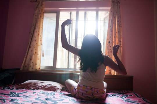 Morning wake up by a teenage girl