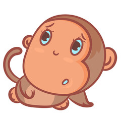 Little monkey cartoon sadly emotion scene vector cartoon concept on a white background