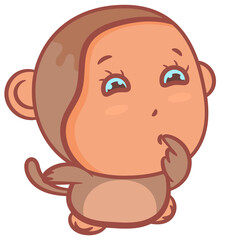 Cute little monkey cartoon character scene vector on a white background
