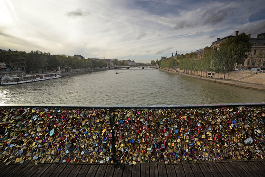 Lovelocks on a bridge in Paris