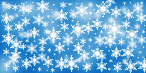 Snowflakes on a blue background. Winter Christmas banner, greeting card.