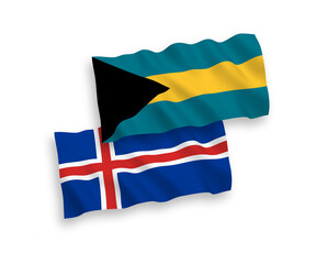 Flags of Commonwealth of The Bahamas and Iceland on a white background