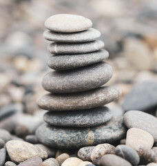 Stone pebbles by the sea.