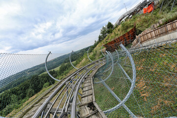 Track of bob railway with metal fencing
