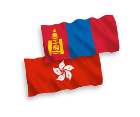 Flags of Mongolia and Hong Kong on a white background