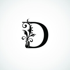 Classy Elegant D Letter Black Flourish Shape Logo