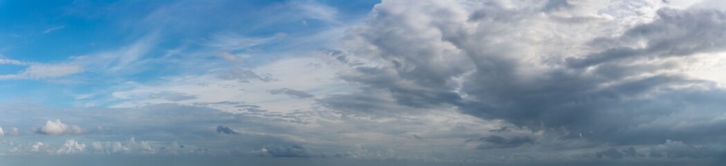 Fantastic clouds against blue sky, panorama