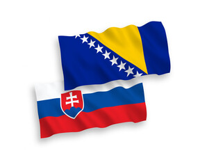Fototapeta premium Flags of Slovakia and Bosnia and Herzegovina on a white background