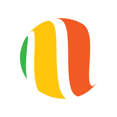 Abstract globe stripes sphere, 3d style striped globe icon effect. Colorful lines in dark background. Rainbow earth shape. Vector illustration. It can use as logo, icon, banner, business card.