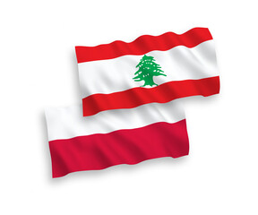 Flags of Lebanon and Poland on a white background