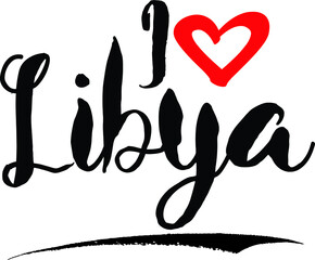 I Love Libya Handwritten calligraphy White Color Text On 
Grey Background
