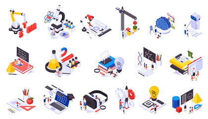 STEM Education Isometric Icons Set © Macrovector