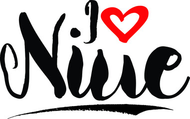 I Love Niue Brush Calligraphy Handwritten Typography Text on
White Background
