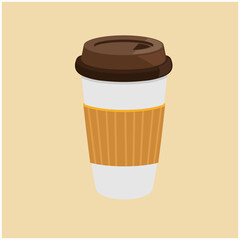 Take away and to go flat coffee cup illustration.