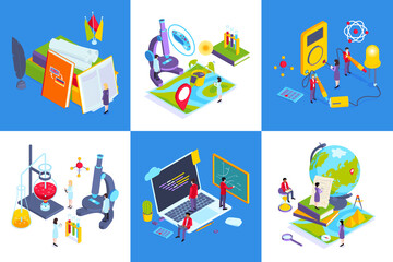 School Subjects Isometric Concept