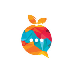 Chat with Modern fresh orange logo vector illustration. Social juice concept vector design template.