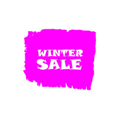 Winter sale sign over art pink brush acrylic stroke paint abstract texture background vector illustration. Acrylic paint brush stroke. Grunge ink brush stroke. Sale layout design for shop and banner.
