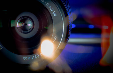 Fototapeta na wymiar camera lenses with grat background