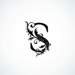 Classy Elegant S Letter Black Flourish Shape Logo