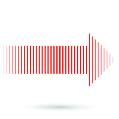 Linear striped arrow for your Design . Vector 