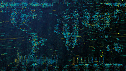 Virtual world map, infographics screen.