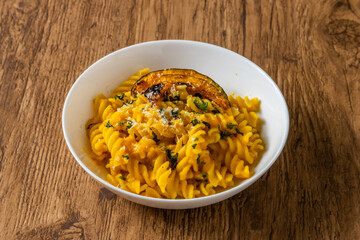 クリームソースのパスタ　Homemade pumpkin cream sauce pasta