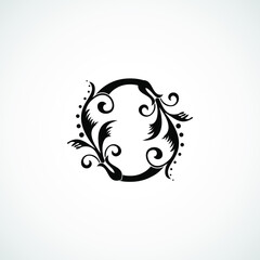Classy Elegant O Letter Black Flourish Shape Logo