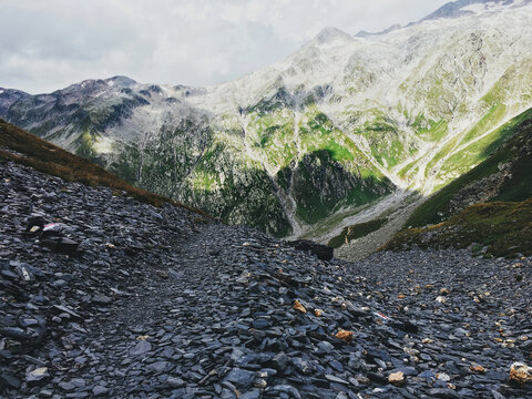 Shadows of Clouds in Swiss Alpine Landscape