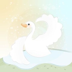 cute little swan dancing