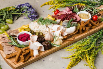 assortment of different snacks and nuggets for beer