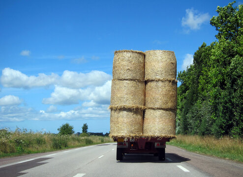 Haybales on the road