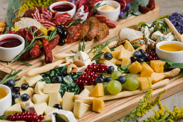 many beautiful dishes and salads for the buffet