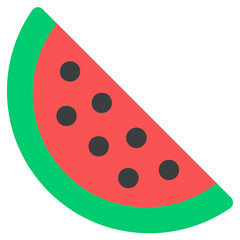 
Half cutted watermelon slice in flat icon, tropical fruit,
