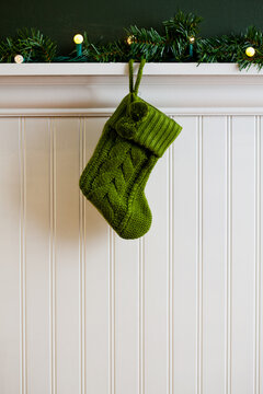 Holidays: Small Green Knitted Christmas Stocking