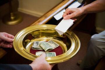 Church: Passing The Collection Plate At Church