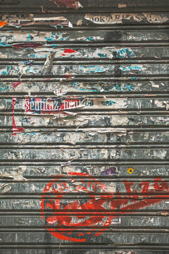 Textured metal blind background.