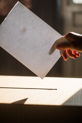 Conceptual image of a person voting during elections