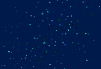 Light Blue, Green vector background with cards signs.