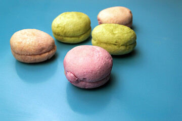 Macaroons on a blue background