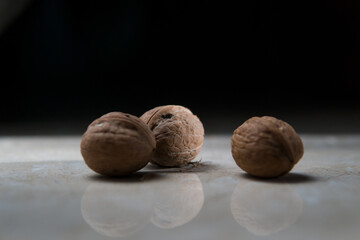 nutmeg on black background