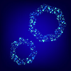 Turquoise Particle Top Blue Vector Background. 