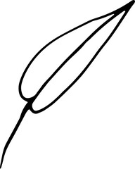 Single element of cute simple leaf in floral doodle set. Hand drawn vector illustration for greeting cards, posters, prints, stickers or seasonal design. Isolated nature icon on white in ink style
