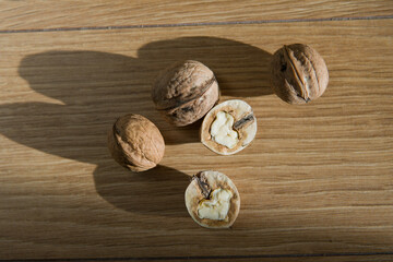 almonds on wooden table