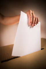 Conceptual image of a person voting during elections