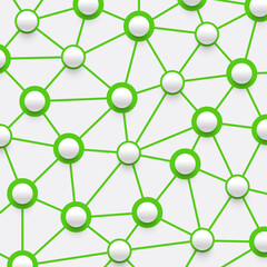 White spheres with connections with green color, vector illustration