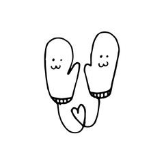 Mittens doodle set. Winter hand drawn clothes