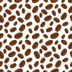 Seamless pattern of coffe in beans. Vector illustration