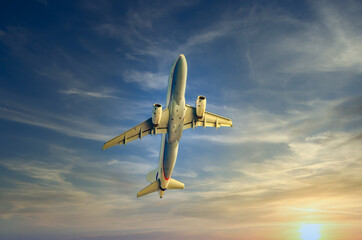 An airplane after taking off from an airport
