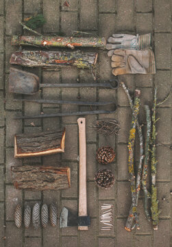 Ready for winter. Objects to make fire.
