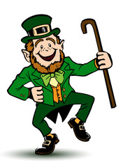 Saint Patrick with a cane in his hands.Vector